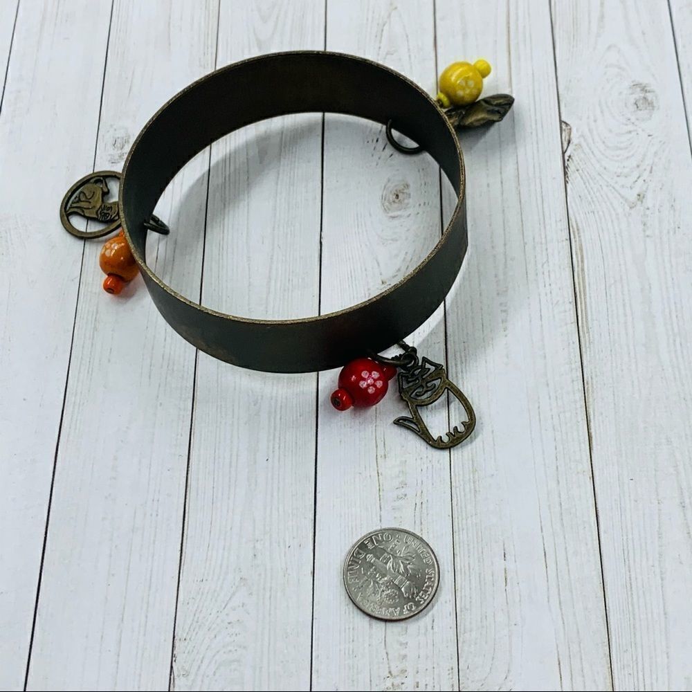 Brass Cat Charm Bangle